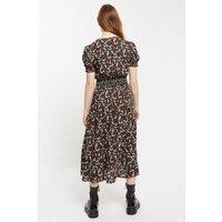 Louche Women's Minerva Jolly Ditsy Print Puff Sleeve Midi Dress in Black | Size: 10