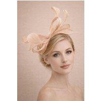 SVNX Women's Bow Shaped Fascinator with Sinamay Curls & Feathers in Nude