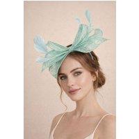 SVNX Women's Bow Shaped Fascinator with Sinamay Curls & Feathers in Mint