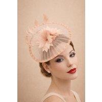 SVNX Women's Spiral Circular Brim Fascinator with Feathers Burst in Pink