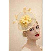 SVNX Women's Spiral Circular Brim Fascinator with Feathers Burst in Beige
