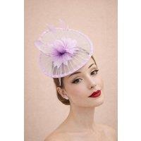 SVNX Women's Spiral Circular Brim Fascinator with Feathers Burst in Lilac