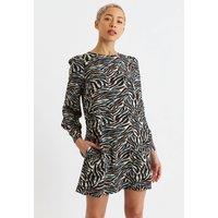 Louche Women's Didee Roar Print Long Sleeve Mini Dress in Brown | Size: 10