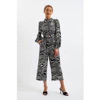 Louche Women's Gayane Zebra Pop Print Long Sleeve Jumpsuit - Black & White | Size: 16