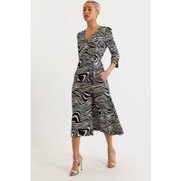 Louche Women's Haden Zebra Pop Print Wrap Midi Dress - Black & White | Size: 10
