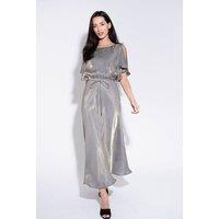 Louche Women's Basford Iridescent Cape Sleeve Midi Dress in Green | Size: 8