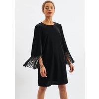 Louche Women's Rosamee Fringe Trim Sleeve Mini Dress in Black | Size: 10