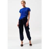 Louche Women's Chava Satin Cargo Pant in Navy in Blue | Size: 8