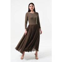 Louche Women's Huxley Jersey & Georgette Midi Dress - Mole in Brown | Size: 14