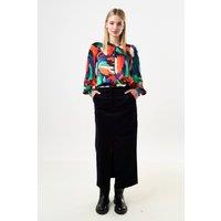 Louche Women's Balthazar Babycord Midi Pencil Skirt - Black | Size: 8