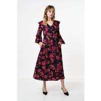 Louche Women's Amada Watermark Floral Print Long Sleeve Midaxi Dress | Size: 10