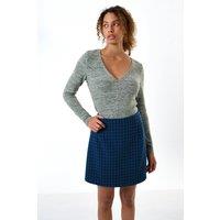 Louche Women's Aubin Wyoming Check A-Line Mini Skirt - Blue | Size: 8