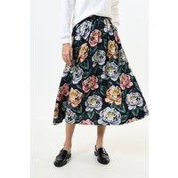 Louche Women's Lizea Peonies Print Pleated Midi Skirt - Black | Size: 10