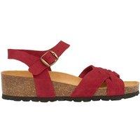 Celtic & Co Women's Woven Detail Low Wedge Leather Sandal in Dark Red | Size: 8