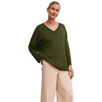 Celtic & Co Women's Slouchy V-Neck Pure Wool Jumper in Olive | Size: Small