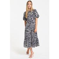 Liquorish Women's Zebra Print Open Back Midi Dress | Size: 14
