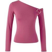 WOVCOR Women's Asymmetric Collar Knit Blouse with Accessory Detail in Rose | Size: Small