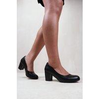 Where's That From Women's 'Melrose' Mid Block Heel Court Shoes in Jet Black | Size: 5