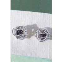 Otis Jaxon London Women's Sterling Silver Caged Peacock Grey Pearl Stud Earrings