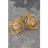 Otis Jaxon London Women's White Caged Pearl Sterling Silver Stud Earrings in Gold