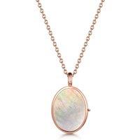 LOVELOX Lockets Women's Black Mother Of Pearl Oval Locket in Rose Gold