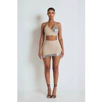 LEMONLUNAR Women's The Addilyn Chainmail Bandage Set in Beige | Size: 8