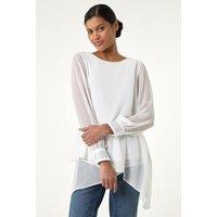 Roman Women's Hotfix Detail Asymmetric Hem Top in Ivory | Size: 12