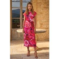 Roman Women's Floral Print Twist Detail Dress in Pink | Size: 16