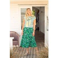 Weird Fish Women's Cassis Printed Tiered Skirt in Green | Size: 14