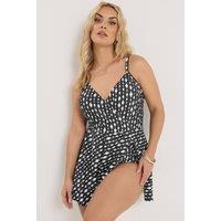 Yours Women's Diamond Wrap Swimdress in Black | Size: 26
