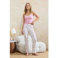 WOVCOR Women's Floral Lace Trim Strappy Cotton Knit 3-Piece Pyjama Set | Size: XS