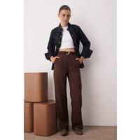 WOVCOR Women's High Waist Tailored Wide Leg Woven Trousers in Brown | Size: 10