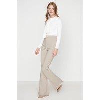WOVCOR Women's High Waist Flared Bootcut Woven Trousers in Taupe | Size: 8