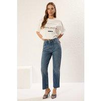 WOVCOR Women's High Waist Straight Leg Jeans in Blue | Size: 6