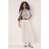 WOVCOR Women's High Waist Straight Leg Jeans in Cream | Size: 4