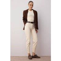 WOVCOR Women's High Waist Slim Mom Jeans in Ecru | Size: 6