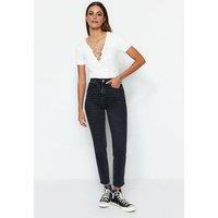 WOVCOR Women's High Waist Slim Mom Jeans in Black | Size: 4