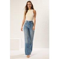 WOVCOR Women's High Waist Classic Wide Leg Jeans in Blue | Size: 6