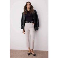 WOVCOR Women's High Waist Slim Fit Cigarette Trousers in Grey | Size: 10