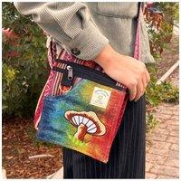 KDMD Women's Hemp Embroidery Mushroom Party Bag-Orange Mushrooms, Stylish & Durable in Orange