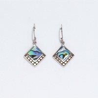 KDMD Women's Elegant Shell & Silver Square Dot Earrings-Iridescent Abalone Jewelry
