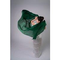 Silk and Bears Women's Forest Green Silk Scarf - Hand-Dyed Mulberry Silk Shawl Wrap, Wedding Guest & Evening in Dark Green