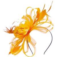 CY Women's Feather & Floral Fascinator Headband in Orange