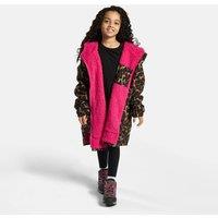 OHS Kids Leopard Sherpa Lined Water Resistant Drying Changing Robe in Natural | Size: S/M