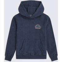 Animal 'River' Lightweight Soft Warm Casual Kangaroo Pocket Graphic Hoodie in Navy | Size: 11-12 Years