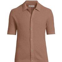 Lands' End Men's Short Sleeve Lightweight Cotton Fine Knit Shirt in Brown | Size: Large