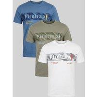 Firetrap Men's 3 Pack Regular Fit Cotton Graphic Crew Neck T-Shirts | Size: Medium