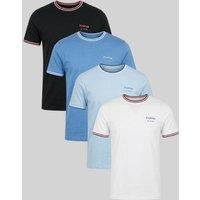 Firetrap Men's 4 Pack Regular Fit Cotton Crew T-Shirts | Size: Large