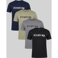 Firetrap Men's 4 Pack Regular Fit Cotton Logo Tees | Size: XL