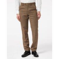 XPOSED Men's Stylish Herringbone Tweed Trousers in Brown | Size: 32